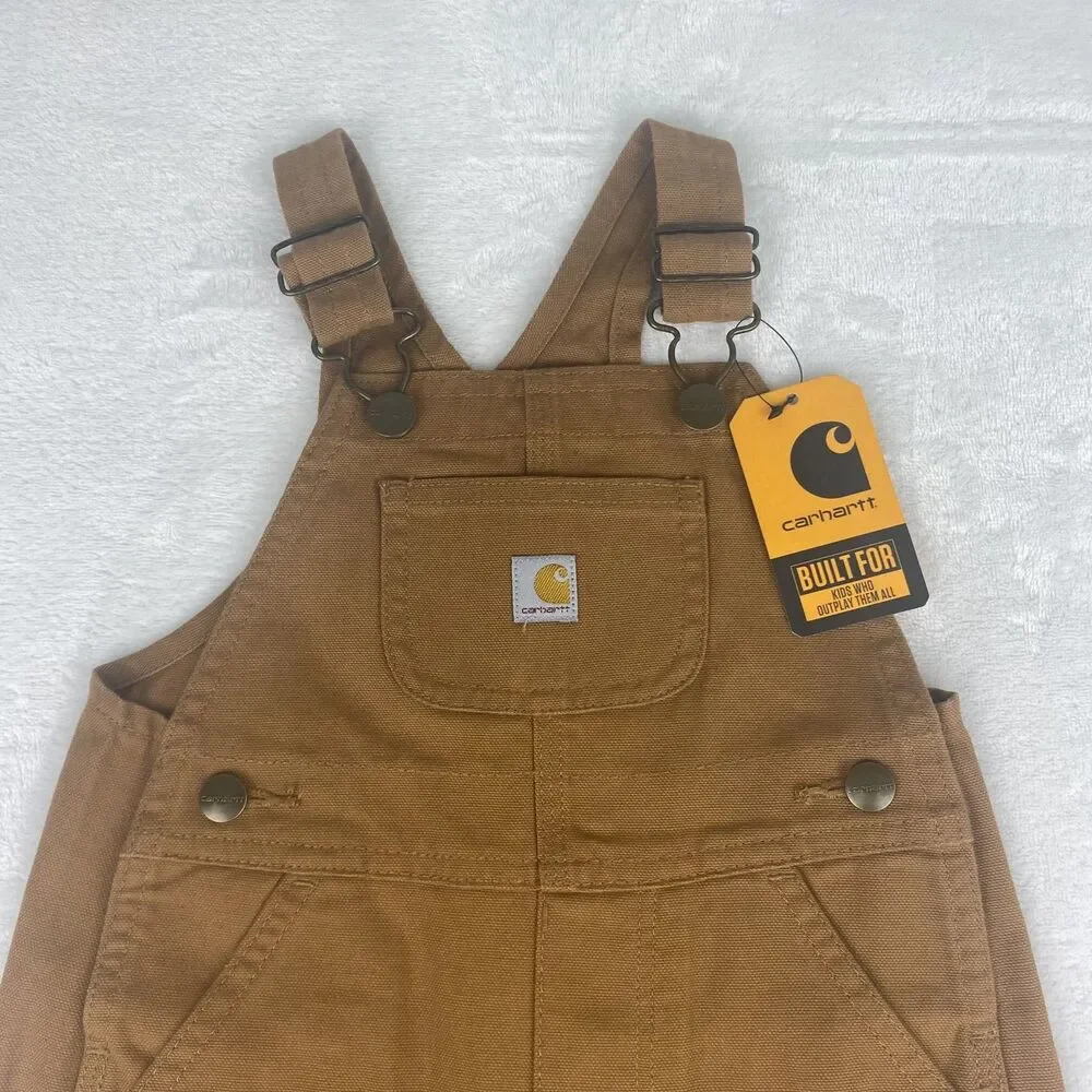 Carhartt Overalls Boys 18 Months Brown Duck Canvas Bib Pants Workwear